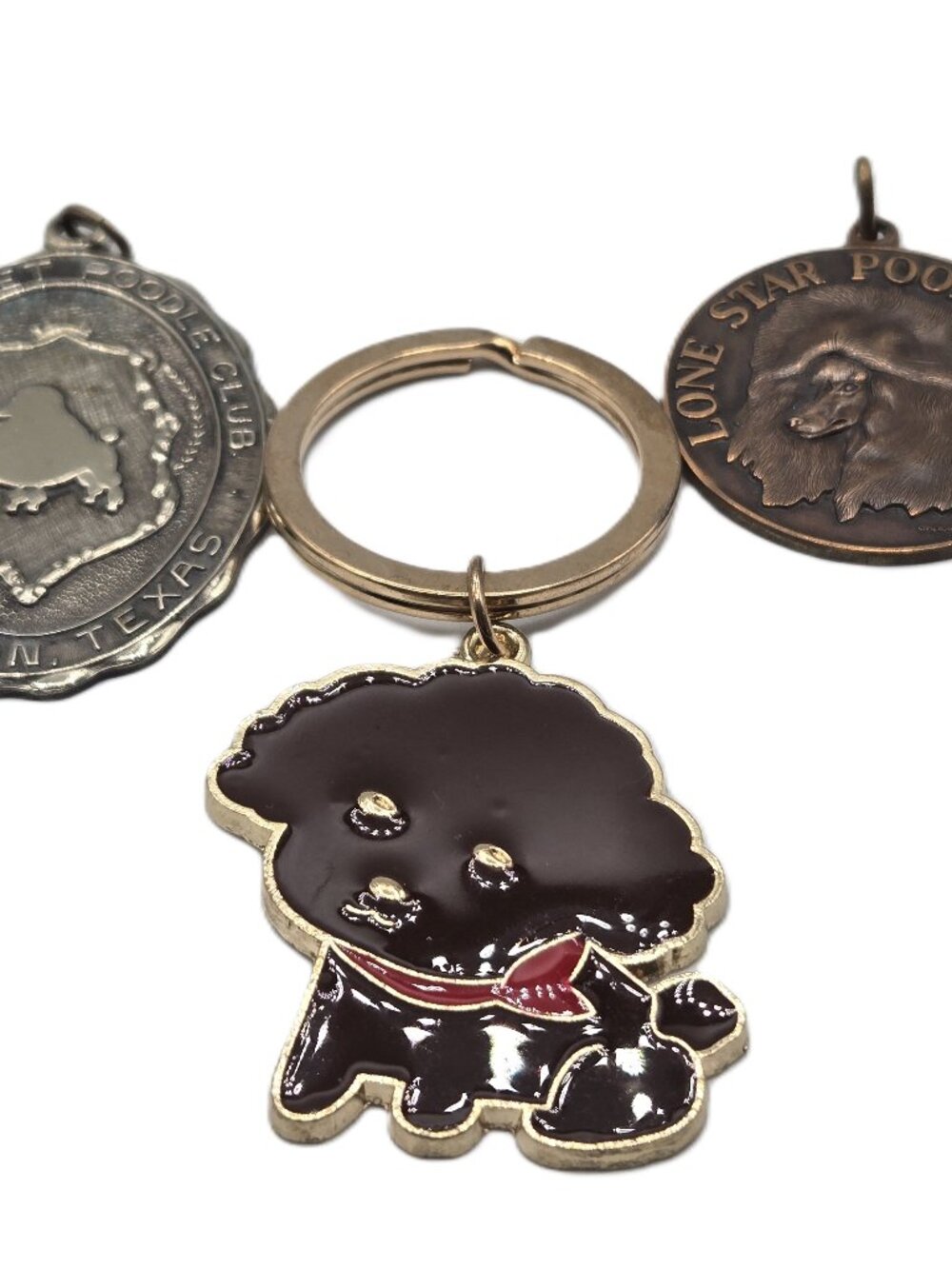 Poodle Dogs 2 Pendants Bluebonnet Lone Star Clubs  K-9 Key Holder Ring Metal